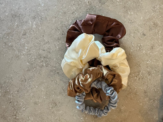 Satinschrunchie bundle silver