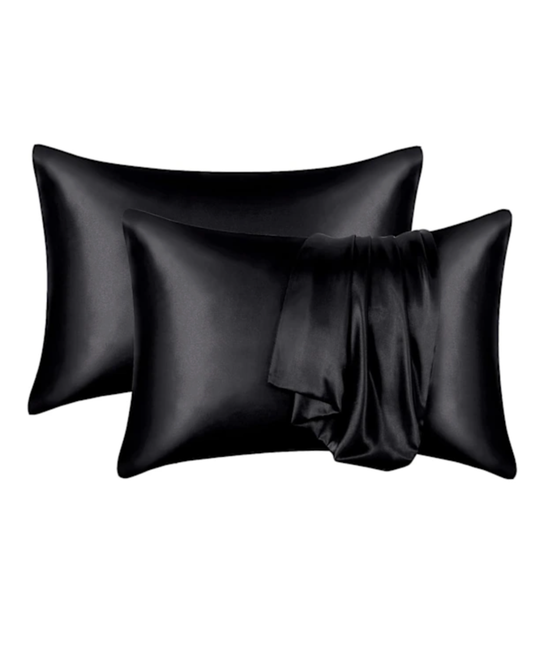 Satin kuddfodral 2 pack svart